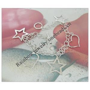 Sterling Silver European style Bracelets, Length:7.5inch, Sold by PC