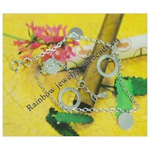 Sterling Silver European style Bracelets, Length:7.5inch, Sold by PC