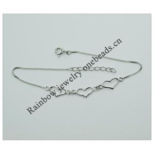 Sterling Silver European style Bracelets, Length:7.5inch, Sold by PC