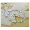 Sterling Silver European style Bracelets, with Zircon, Length:7.1 Inch, Sold by PC