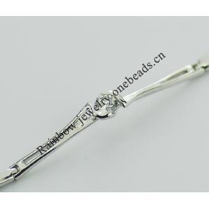 Sterling Silver European style Bracelets, with Zircon, Length:7.1 Inch, Sold by PC