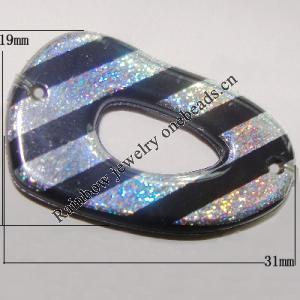 Colorful & Silver Stripe Acrylic Connector, 31x19mm Sold by Bag