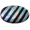 Colorful & Silver Stripe Acrylic Beads, Flat Oval 36x23mm Sold by Bag