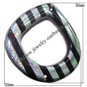 Colorful & Silver Stripe Acrylic Connector, 35mm Sold by Bag