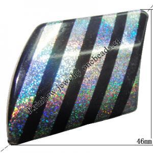 Colorful & Silver Stripe Acrylic Beads, Diamond 46x30mm Sold by Bag