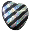 Colorful & Silver Stripe Acrylic Beads, Heart 27x30mm Sold by Bag