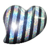 Colorful & Silver Stripe Acrylic Beads, Heart 37x45mm Sold by Bag