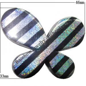 Colorful & Silver Stripe Acrylic Beads, Butterfly 46x33mm Sold by Bag