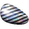 Colorful & Silver Stripe Acrylic Beads, Flat Teardrop 56x35mm Sold by Bag