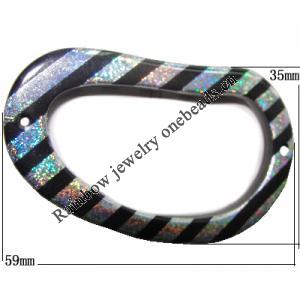 Colorful & Silver Stripe Acrylic Connector, 59x35mm Sold by Bag