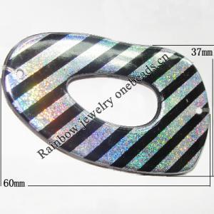 Colorful & Silver Stripe Acrylic Connector, 60x37mm Sold by Bag