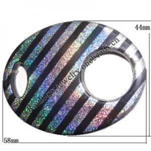 Colorful & Silver Stripe Acrylic Connector, 58x44mm Sold by Bag