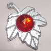 Plastic( ABS) Pendant with Acrylic Zircon, Leaf 46x35mm Hole:3mm Sold by Bag