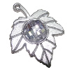 Plastic( ABS) Pendant with Acrylic Zircon, Leaf 46x35mm Hole:3mm Sold by Bag