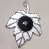 Plastic( ABS) Pendant with Acrylic Zircon, Leaf 46x35mm Hole:3mm Sold by Bag