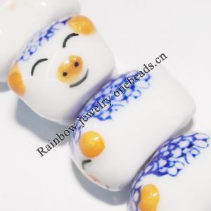 Ceramics Jewelry Beads, Pig Head 17mm, Sold by Bag