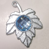 Plastic( ABS) Pendant with Acrylic Zircon, Leaf 46x35mm Hole:3mm Sold by Bag