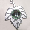 Plastic( ABS) Pendant with Acrylic Zircon, Leaf 46x35mm Hole:3mm Sold by Bag