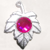 Plastic( ABS) Pendant with Acrylic Zircon, Leaf 46x35mm Hole:3mm Sold by Bag