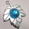 Plastic( ABS) Pendant with Acrylic Zircon, Leaf 46x35mm Hole:3mm Sold by Bag