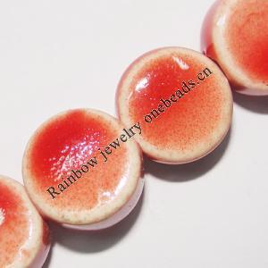 Ceramics Jewelry Beads, Flat Round 12mm, Sold by Bag