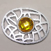 Plastic( ABS) Pendant with Acrylic Zircon, 45x35mm  Sold by Bag