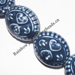 Ceramics Jewelry Beads, Flat Oval 25x21mm, Sold by Bag