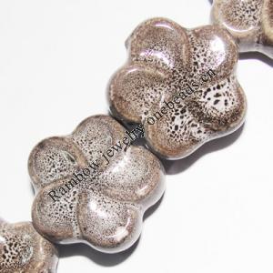 Ceramics Jewelry Beads, Flower 19mm, Sold by Bag