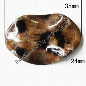 Imitate Animal skins Acrylic Beads, Painted Spray-paint, Twist Flat Oval 35x24mm, Sold by Bag 