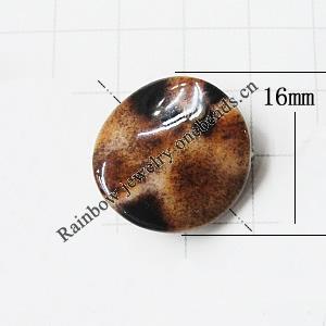 Imitate Animal skins Acrylic Beads, Painted Spray-paint, Twist Flat Round 16mm, Sold by Bag 