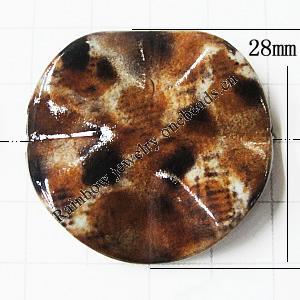 Imitate Animal skins Acrylic Beads, Painted Spray-paint, Twist Flat Round 28mm, Sold by Bag 