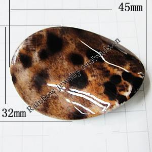 Imitate Animal skins Acrylic Beads, Painted Spray-paint, Twist Flat Oval 45x32mm, Sold by Bag 