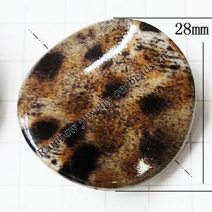 Imitate Animal skins Acrylic Beads, Painted Spray-paint, Twist Flat Round 28mm, Sold by Bag 