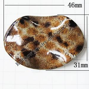 Imitate Animal skins Acrylic Beads, Painted Spray-paint, Twist Flat Oval 46x31mm, Sold by Bag 