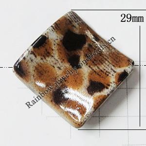 Imitate Animal skins Acrylic Beads, Painted Spray-paint, Twist Square 29mm, Sold by Bag 
