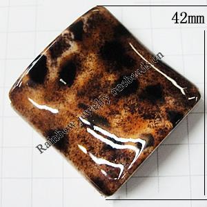 Imitate Animal skins Acrylic Beads, Painted Spray-paint, Twist Square 34mm, Sold by Bag 