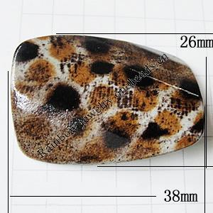 Imitate Animal skins Acrylic Beads, Painted Spray-paint, Twist Trapezium 38x26mm, Sold by Bag 