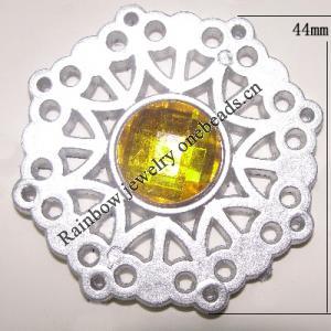 Plastic( ABS) Pendant with Acrylic Zircon, 44mm  Sold by Bag