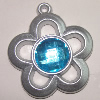 Plastic( ABS) Pendant with Acrylic Zircon, 40x36mm Hole:3mm Sold by Bag