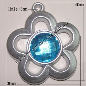 Plastic( ABS) Pendant with Acrylic Zircon, 40x36mm Hole:3mm Sold by Bag