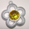 Plastic( ABS) Pendant with Acrylic Zircon, 40x36mm Hole:3mm Sold by Bag