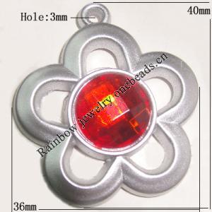 Plastic( ABS) Pendant with Acrylic Zircon, 40x36mm Hole:3mm Sold by Bag