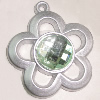 Plastic( ABS) Pendant with Acrylic Zircon, 40x36mm Hole:3mm Sold by Bag