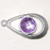 Plastic( ABS) Pendant with Acrylic Zircon, 45x24mm Hole:3mm Sold by Bag