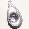 Plastic( ABS) Pendant with Acrylic Zircon, 45x24mm Hole:3mm Sold by Bag