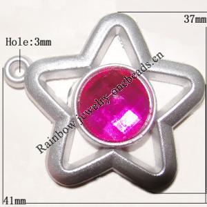 Plastic( ABS) Pendant with Acrylic Zircon, 41x37mm Hole:3mm Sold by Bag