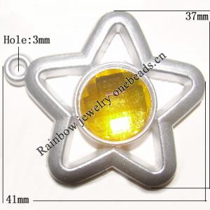 Plastic( ABS) Pendant with Acrylic Zircon, 41x37mm Hole:3mm Sold by Bag