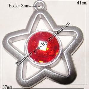 Plastic( ABS) Pendant with Acrylic Zircon, 41x37mm Hole:3mm Sold by Bag