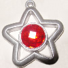 Plastic( ABS) Pendant with Acrylic Zircon, 41x37mm Hole:3mm Sold by Bag