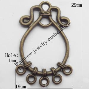 Connector, Lead-free Zinc Alloy Jewelry Findings, 19x29mm Hole=1mm,  Sold by Bag